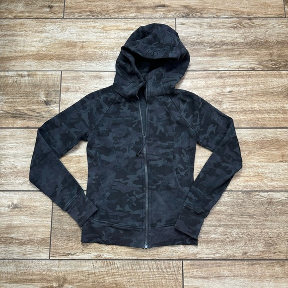 Lululemon Scuba Hoodie Size 4 Cotton Fleece Incognito Camo Multi Grey Jacket - Picture 9 of 16
